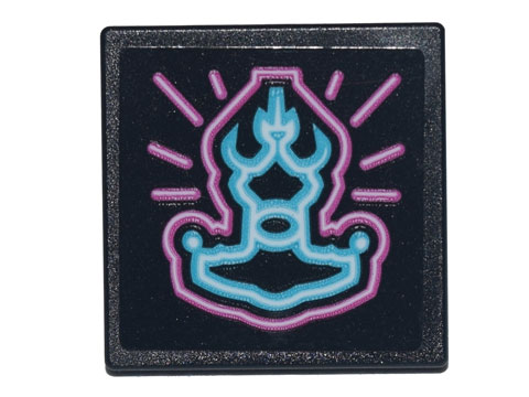Road Sign 2 x 2 Square with Open O Clip with Medium Azure and Bright Pink Ronin's Pawn Shop Logo Pattern (Sticker) - Set 71741