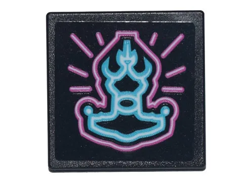 Road Sign 2 x 2 Square with Open O Clip with Medium Azure and Bright Pink Ronin's Pawn Shop Logo Pattern (Sticker) - Set 71741