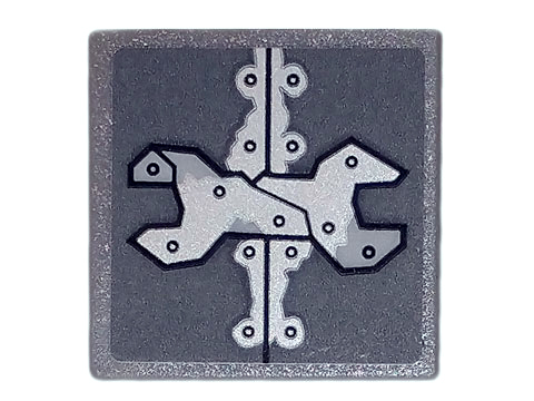 Road Sign 2 x 2 Square with Open O Clip with Metallic Silver Wrench and Metal Rivets Pattern (Sticker) - Set 70840