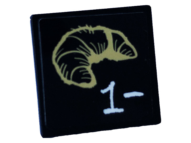 Road Sign 2 x 2 Square with Open O Clip with White '1-' and Tan Croissant Pattern (Sticker) - Set 60233