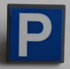 Road Sign 2 x 2 Square with Open O Clip with Parking Pattern (Sticker) - Set 60200