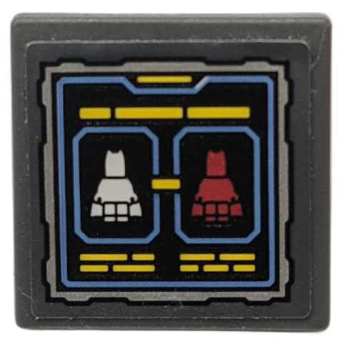 Road Sign 2 x 2 Square with Open O Clip with Control Panel Display with 2 Batman Minifigure Silhouettes Pattern (Sticker) - Set 70923