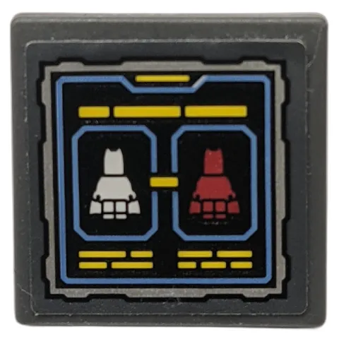 Road Sign 2 x 2 Square with Open O Clip with Control Panel Display with 2 Batman Minifigure Silhouettes Pattern (Sticker) - Set 70923