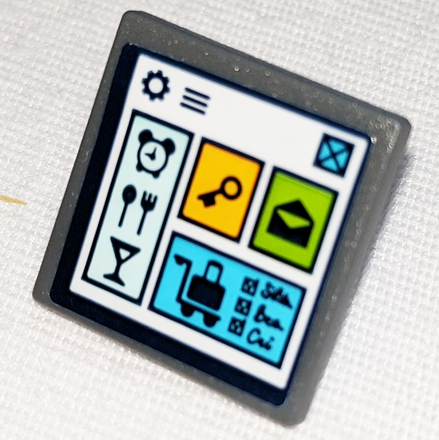 Road Sign 2 x 2 Square with Open O Clip with Clock, Restaurant, Drink, Key, Mail Envelope and Luggage Hotel Symbols Pattern (Sticker) - Set 41347