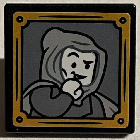 Road Sign 2 x 2 Square with Open O Clip with Gilderoy Lockhart with Hooded Cloak and Gold Frame Pattern (Sticker) - Set 76389