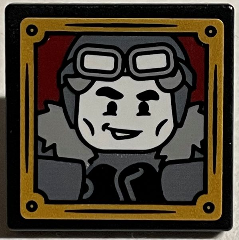 Road Sign 2 x 2 Square with Open O Clip with Gilderoy Lockhart with Hat and Goggles and Gold Frame Pattern (Sticker) - Set 76389