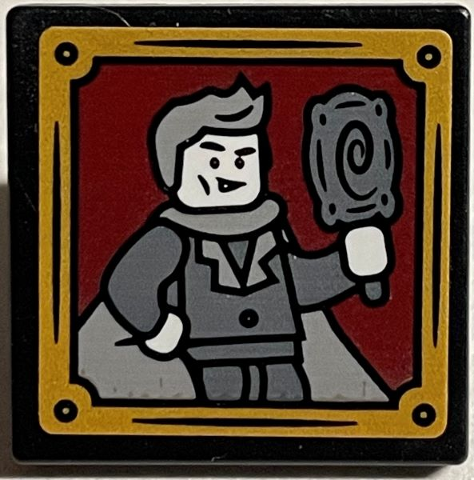 Road Sign 2 x 2 Square with Open O Clip with Gilderoy Lockhart with Mirror and Gold Frame Pattern (Sticker) - Set 76389