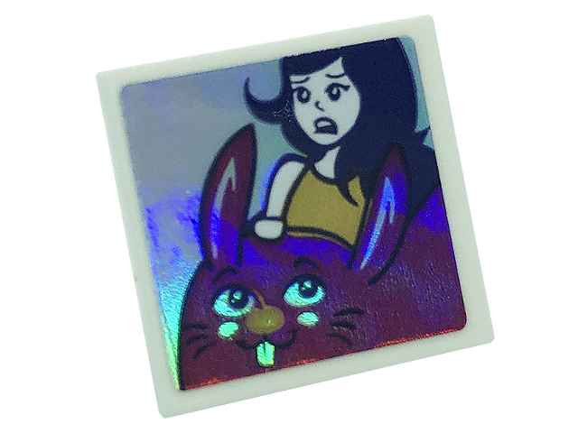 Road Sign 2 x 2 Square with Open O Clip with Woman and Rabbit Roller Coaster Car Pattern (Sticker) - Set 41685