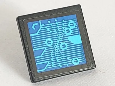 Road Sign 2 x 2 Square with Open O Clip with Blue Screen with Medium Azure Lines and Hexagons Pattern (Sticker) - Set 60160