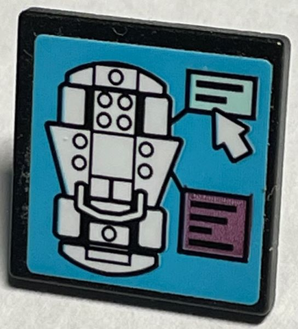 Road Sign 2 x 2 Square with Open O Clip with White Car, Mouse Cursor Arrow and Text Boxes on Medium Azure Background Pattern (Sticker) - Set 41351