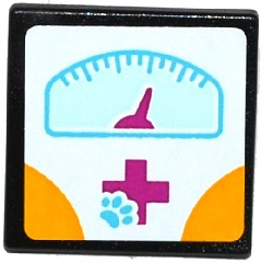 Road Sign 2 x 2 Square with Open O Clip with Magenta Cross, Animal Paw and Weight Scale Pattern (Sticker) - Set 41085