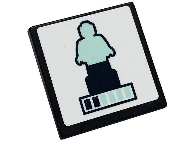 Road Sign 2 x 2 Square with Open O Clip with Light Aqua and Dark Blue Statue Pattern (Sticker) - Set 41711
