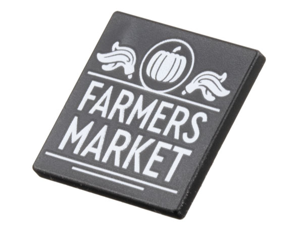 Road Sign 2 x 2 Square with Open O Clip with White Pumpkin in Circle, Plumes, Lines, and 'FARMERS MARKET' Pattern