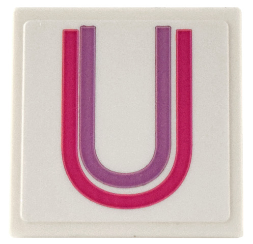 Road Sign 2 x 2 Square with Open O Clip with Medium Lavender and Magenta Letter U Pattern (Sticker) - Set 41732