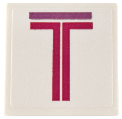 Road Sign 2 x 2 Square with Open O Clip with Medium Lavender and Magenta Letter T Pattern (Sticker) - Set 41732