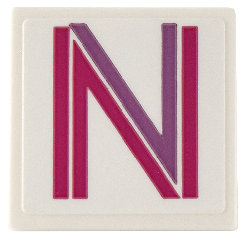 Road Sign 2 x 2 Square with Open O Clip with Medium Lavender and Magenta Letter N Pattern (Sticker) - Set 41732