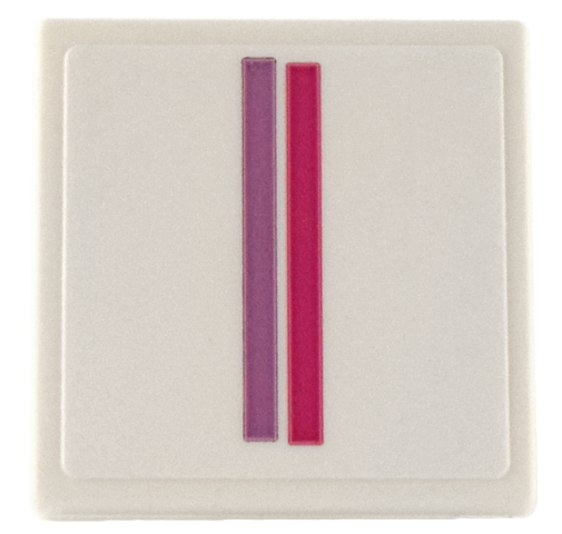 Road Sign 2 x 2 Square with Open O Clip with Medium Lavender and Magenta Letter I (2 Stripes) Pattern (Sticker) - Set 41732