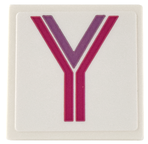 Road Sign 2 x 2 Square with Open O Clip with Medium Lavender and Magenta Letter Y Pattern (Sticker) - Set 41732