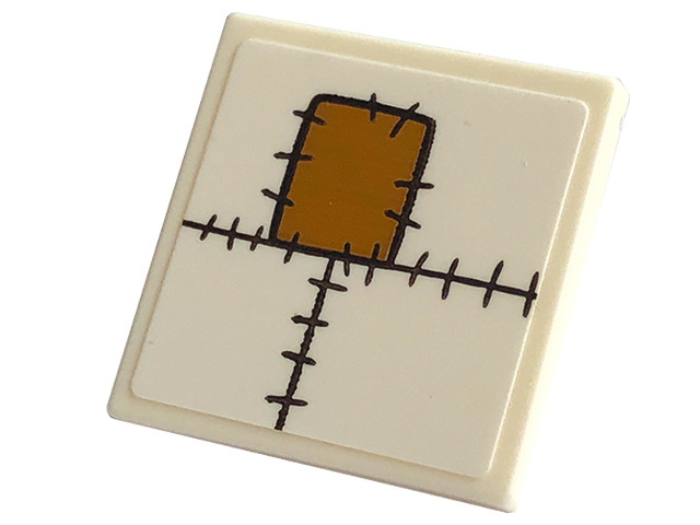 Road Sign 2 x 2 Square with Open O Clip with Black Stitching and Medium Nougat Patch Pattern (Sticker) - Set 43220