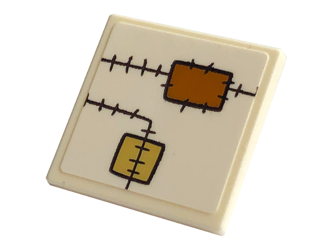 Road Sign 2 x 2 Square with Open O Clip with Black Stitching, Medium Nougat and Tan Patches Pattern (Sticker) - Set 43220