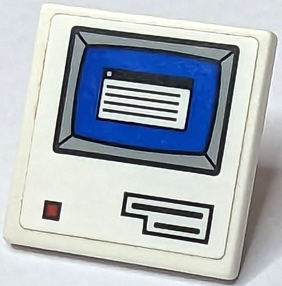 Road Sign 2 x 2 Square with Open O Clip with Computer Screen, Open Window on Blue Background and Light Bluish Gray Border, Floppy Disk Drive Slots and Red Power Button Pattern (Sticker) - Set 76108