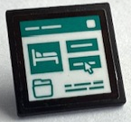 Road Sign 2 x 2 Square with Open O Clip with Dark Turquoise Folder, Bed and Mouse Cursor on White Computer Screen Pattern (Sticker) - Set 60380