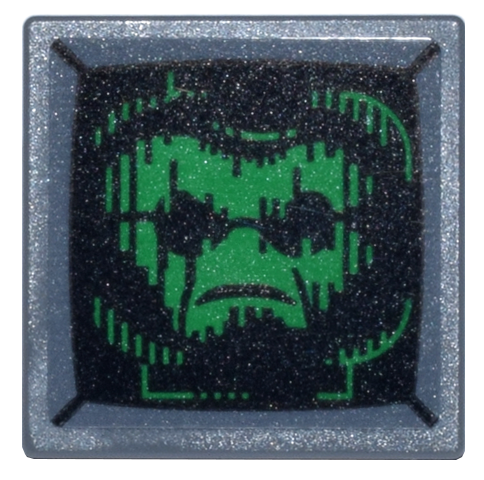 Road Sign 2 x 2 Square with Open O Clip with Monitor with Green Head with Black Glasses (Arnim Zola) Pattern (Sticker) - Set 76269