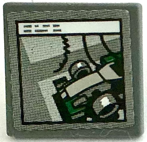Road Sign 2 x 2 Square with Open O Clip with Computer Screen with Formula 1 Race Car in Window Pattern (Sticker) - Set 75883