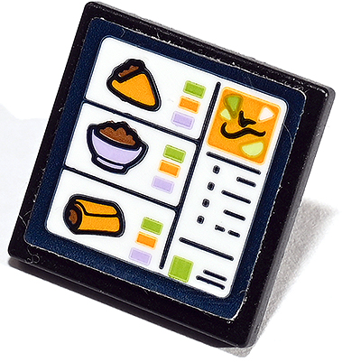 Road Sign 2 x 2 Square with Open O Clip with Cash Register Screen with Taco, Bowl and Burrito Pattern (Sticker) - Set 41747