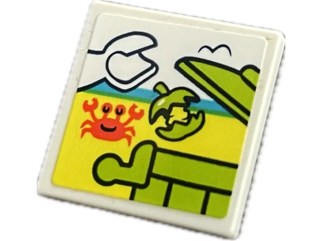 Road Sign 2 x 2 Square with Open O Clip with Minidoll Hand, Coral Crab, Lime Apple and Trash Can Pattern (Sticker) - Set 41712