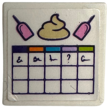 Road Sign 2 x 2 Square with Open O Clip with Poop, Scoops and Cleaning Schedule Chart Pattern (Sticker) - Set 41718
