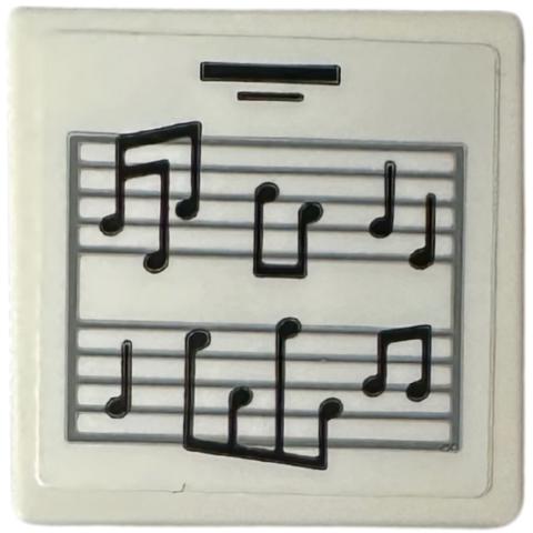 Road Sign 2 x 2 Square with Open O Clip with Sheet Music and Black Notes Pattern (Sticker) - Set 76781