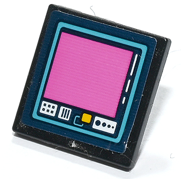 Road Sign 2 x 2 Square with Open O Clip with Dark Blue Computer Screen, Dark Pink Square and Medium Azure Border Pattern (Sticker) - Set 41731