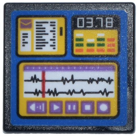 Road Sign 2 x 2 Square with Open O Clip with Computer Screen with Yellow Windows, Medium Lavender Buttons and White '03.78' Pattern (Sticker) - Set 42653