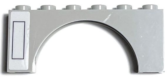 Arch 1 x 6 x 2 - Medium Thick Top without Reinforced Underside with Black Rectangle on White Background Pattern Model Right Side (Sticker) - Set 75309