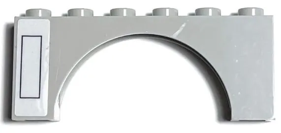 Arch 1 x 6 x 2 - Medium Thick Top without Reinforced Underside with Black Rectangle on White Background Pattern Model Right Side (Sticker) - Set 75309