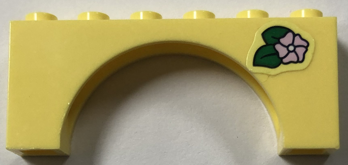 Arch 1 x 6 x 2 - Medium Thick Top without Reinforced Underside with Medium Lavender Flower and Green Leaves Pattern (Sticker) - Set 41702