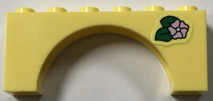 Arch 1 x 6 x 2 - Medium Thick Top without Reinforced Underside with Medium Lavender Flower and Green Leaves Pattern (Sticker) - Set 41702