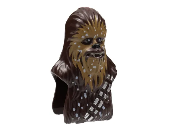 Minifigure, Head, Modified SW Wookiee, Chewbacca with Medium Nougat Face Fur, White Snow Spots Pattern