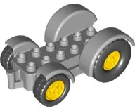 Duplo Car Base 2 x 6 Tractor with Mudguards and Yellow Wheels with Black Tires
