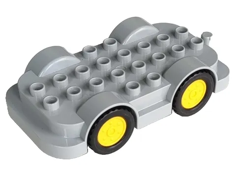 Duplo Car Base 4 x 8 with Yellow Wheels with Black Tires