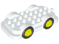 Duplo Car Base 4 x 8 with Neon Yellow Wheels with Black Tires
