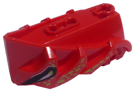 Hero Factory Creature Head, Jaw with Axle Hole with Black and White Eyes and Lime Spots Pattern