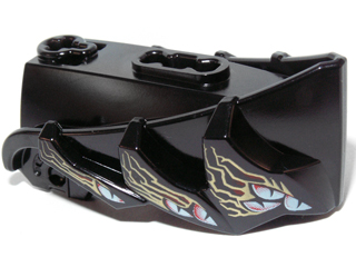 Hero Factory Creature Head, Jaw with Axle Hole with 12 White and Red Eyes and Gold Markings Pattern