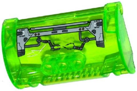 Cylinder Half 3 x 5 x 8 with Pin Holes with 'LOCK', 'OPEN' and Mechanical Arms (Right Arm Down) Pattern (Sticker) - Sets 44022 / 44029