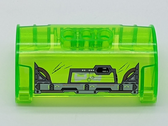 Cylinder Half 3 x 5 x 8 with Pin Holes with 'LOCK', Pipes and Trapezoid on Right Pattern (Sticker) - Set 44019