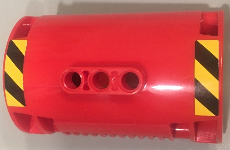 Cylinder Half 3 x 5 x 8 with Pin Holes with Black and Yellow Danger Stripes Pattern (Stickers) - Set 42049