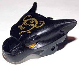 Large Figure Head Modified Chima Panther Jaw Upper with Ornate Gold Pattern