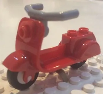 Scooter with Dark Tan Stand, Light Bluish Gray Angular Handlebars, and White Wheels