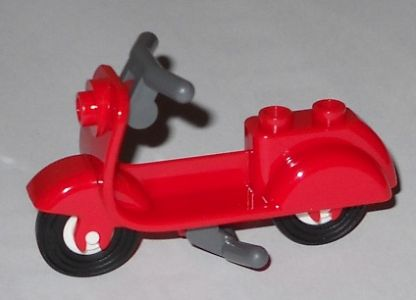 Scooter with Dark Bluish Gray Stand, Dark Bluish Gray Handlebars, and White Wheels